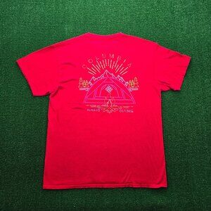 Columbia Tshirt Mens Large Red Short Sleeve Always Outside Outdoor Campfire Tent